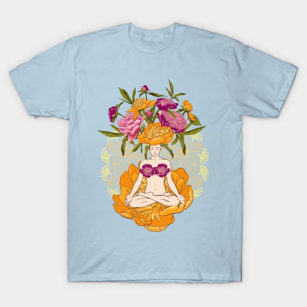 Yoga Flowers #3 T-Shirt by Olga Berlet